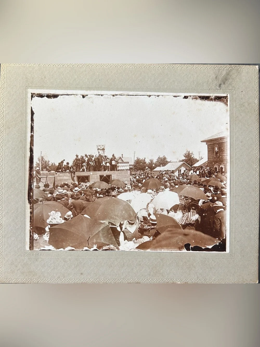 3 Antique Original Early 1900s Photos on Kodak Cardboard Family House Crowd